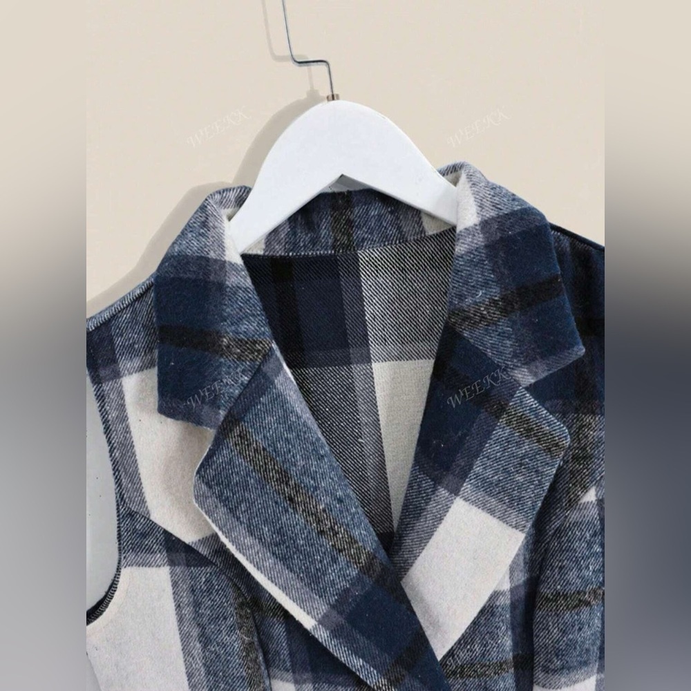 Plaid Double-Breasted Sleeveless Blazer Dress - Picture 10 of 14